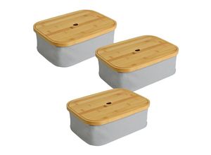 4251246956590 - Estexo - Faltbarer Bambuskorb Aufbewahrungsbox 35x25x12 cm 3er Set Aufbewahrungskorb Grau