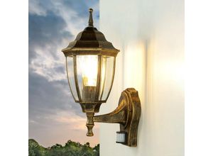 4251254236004 - Licht-erlebnisse - Antike Wand Außenlampe Nizza mit Sensor - Gold Antik