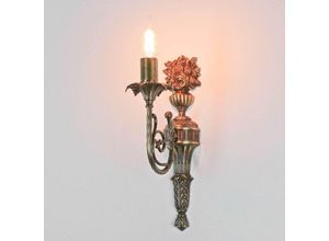 4251254242050 - Licht-erlebnisse - Wandlampe Messing massiv E14in Bronze Jugendstil Wandleuchte - Bronze hell glänzend