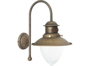 4251254243774 - Licht-erlebnisse - Wandlampe innen Echt-Messing Glas in Bronze E27 Maritim Wohnzimmer Küche Wandleuchte - Bronze Antik matt Klar