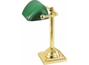 4251254244832 - Licht-erlebnisse - Bankerlampe Gold 24K aus Echt-Messing Premium - vergoldet mit 24 Karat Grün