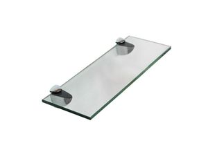 4251258924327 - Glasablage Glasregal ideal für Bad Dusche und zur modernen Dekoration mit Halterung aus Edelstahl 30 x 10 x 06 cm Klarglas - Melko