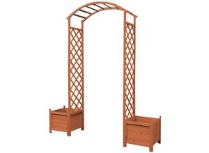 4251258935477 - - Rosenbogen Braun Rankhilfe Blumenkübel Torbogen Spalier Rankgitter Holz Pergola