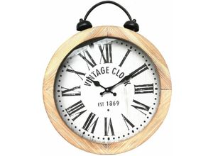 4251258939994 - - Wanduhr Hängeuhr Holzuhr Rund 40 cm ø Analog Vintage Clock Shabby Design Braun Schwarz Römische Zahlen Leise Wohnzimmer Schlafzimmer