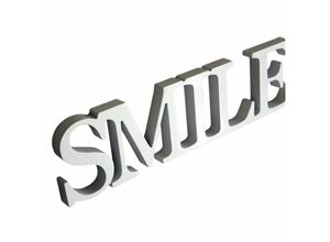 4251258940044 - - Dekoschild smile in Weiß mdf Holz Schild Aufhängen Holzschrift Wanddeko Holzbuchstaben Monogramm Tischdeko 3D Deko Schriftzug Buchstaben