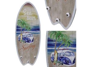 4251258943144 - - Plankenschild Surfboard 100 cm mit Kleiderhaken Holzbild Surfbrett Wandbild Surfing