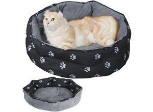 4251258943557 - - Katzenbett Hundebett Hundesofa Rund Ø60cm Schwarz Hundekissen Wendekissen Haustierbett Katzenliege Katzenschlafplatz Tierbett