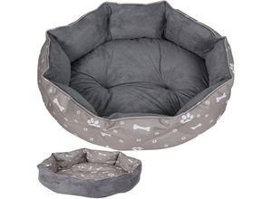 4251258943564 - - Katzenbett Hundebett Hundesofa Rund Ø60cm Grau Hundekissen Wendekissen Haustierbett Katzenliege Katzenschlafplatz Tierbett