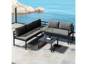 4251258946046 - Gartenlounge-Set Ecksofa mit Liegefunktion Aluminium Sitzgruppe wetterfes