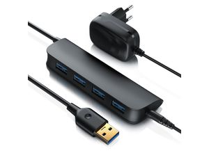 4251259163633 - Primewire aktiver 4 Port USB 32 Gen1 Hub Verteiler mit Netzteil leicht hohe Transportabilität USB-Adapter