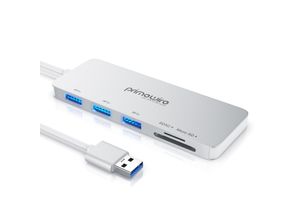 4251259164319 - Primewire 3-Port USB 32 Gen1 Hub mit USB Typ C Anschluss inkl Kartenlesegerät microSD SD Karten Slot