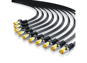 4251259179023 - Primewire 10x LAN-Kabel CAT7 RJ-45 (Ethernet) CAT 7 Flachband U FTP Gigabit Netzwerkkabel 10 Gbit s Patchkabel - 025m