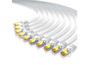 4251259179030 - Primewire 10x LAN-Kabel CAT7 RJ-45 (Ethernet) CAT 7 Flachband U FTP Gigabit Netzwerkkabel 10 Gbit s Patchkabel - 025m