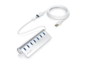 4251259180210 - Primewire 7-Port USB 30 Hub inkl 1m USB Verlängerungskabel Alu Gehäuse   inkl Netzteil