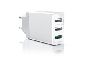 4251259180463 - USB-Ladegerät 3000 mA 3-Port Netzteil Quick Charge 30 2x USB Port + 1x QC 30 Port