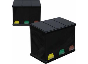 4251259417552 - Premium Mülleimer Abfalleimer Abfallbehälter Trennsystem Mülltrenner Recycling 3x8L Schwarz