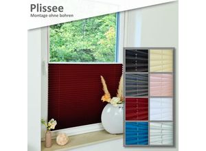 4251259483434 - Hago - Premium Klemmfix-Plissee ohne bohren Faltrollo Rollo Jalousie für Fenster Tür Dunkelgrau 45 cm 150 cm - Dunkelgrau