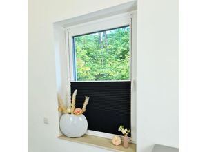 4251259483519 - Hago - Premium Klemmfix-Plissee ohne bohren Faltrollo Rollo Jalousie für Fenster Tür Dunkelgrau 60 cm 100 cm - Dunkelgrau