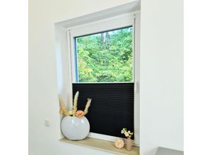 4251259483700 - Premium Klemmfix-Plissee ohne bohren Faltrollo Rollo Jalousie für Fenster Tür Dunkelgrau 90 cm 150 cm - Dunkelgrau