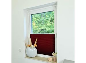 4251259484080 - Premium Klemmfix-Plissee ohne bohren Faltrollo Rollo Jalousie für Fenster Tür Burgunderrot 45 cm 100 cm - Burgunderrot