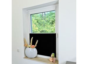 4251259484745 - Hago - Premium Klemmfix-Plissee ohne bohren Faltrollo Rollo Jalousie für Fenster Tür Schwarz 45 cm 100 cm - Schwarz