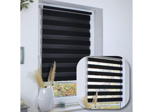 4251259486817 - Hago - Duo Rollo Doppelrollo Jalousie Duorollo Fensterrollo ohne bohren Schwarz 55 cm 150 cm - Schwarz