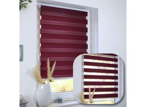 4251259487241 - Hago - Duo Rollo Doppelrollo Jalousie Duorollo Fensterrollo ohne bohren Bordeauxrot 70 cm 230 cm - Bordeauxrot