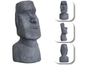 4251259494966 - Hago - Moai Kopf Skulptur Büste Statue Deko Osterinsel Figur Gartenfigur Rapa Nui Mystik Eyecatcher Sage Grau - 56 cm Höhe