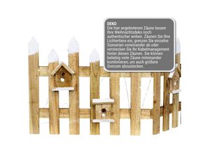 4251259495635 - Holzzaun Zaun Holz Dekozaun Weihnachtsdeko Deko Winterlandschaft LED Batterie Timer 98 x 40 cm