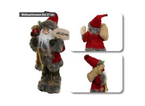 4251259495680 - Hago - Weihnachtsmann Nikolaus Figur stehend mit Geschenkesack Weihnachtsdeko Winterdeko Deko Rot 37 cm