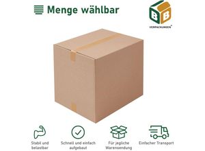 4251259879978 - Bb-verpackungen Gmbh - 25 x Faltkartons (430 x 310 x 300 200 mm) stabil 2-wellig Versandkarton Päckchen dhl Hermes Schachtel Box Paket braun