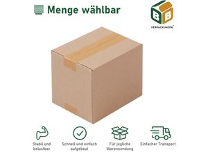 4251259883555 - Bb-verpackungen Gmbh - 200 x Faltkarton (190 x 150 x 140 mm) stabil 1-wellig Versandkarton Päckchen dhl Hermes Schachtel Box Paket braun