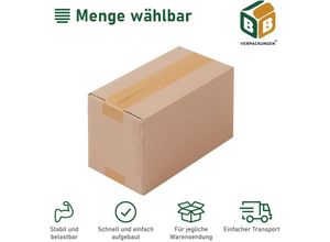 4251259883593 - 25 x Faltkarton (240 x 130 x 130 mm) stabil 1-wellig Versandkarton Päckchen DHL Hermes Schachtel Box Paket braun BB-Verpackungen