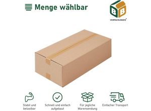 4251259883982 - Bb-verpackungen Gmbh - 50 x Faltkarton (590 x 290 x 140 mm) stabil 1-wellig Versandkarton Päckchen dhl Hermes Schachtel Box Paket braun