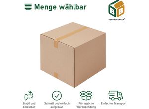 4251259884439 - Bb-verpackungen Gmbh - 25 x Faltkarton (500 x 500 x 400 mm) stabil 2-wellig Versandkarton Päckchen dhl Hermes Schachtel Box Paket braun