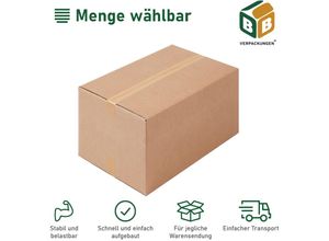 4251259884491 - Bb-verpackungen Gmbh - 40 x Faltkarton (585 x 385 x 275 175 mm) stabil 2-wellig Versandkarton Päckchen dhl Hermes Schachtel Box Paket braun