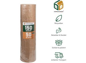 4251259887096 - 3 x Luftpolsterfolie (15 x 50 m) 3-lagig 75 my Papierkaschiert Schutzfolie Noppen Versandfolie Polster Verpacken Knallfolie Transport BB-Verpackungen