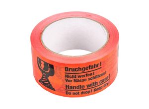 4251259890003 - 6 Rollen Rolle Klebeband PVC “Bruchgefahr“ (50 mm x 60 m) signalrot Paketband Transport Umzug Versand BB-Verpackungen