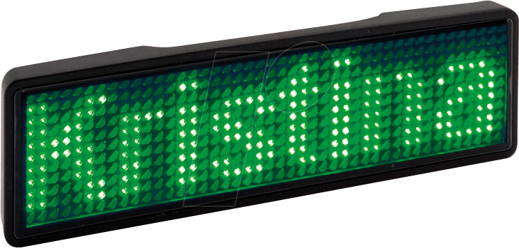 4251266759027 - LED NAME SW GR - LED Name Tag 11x44 Pixel USB Rahmen schwarz LED grün