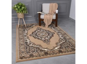 4251275413194 - Vimoda - Teppich Klassisch Orient dicht gewebt Wohnzimmer Schlafzimmer Küche Braun Beige40x60 cm