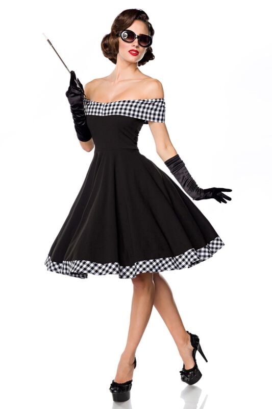 4251302125939 - Schulterfreies Swing-Kleid Mittellanges Kleid schwarz in 3XL