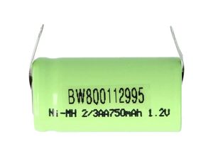 4251303540014 - 2 3AA ni-mh Akku-Zelle 750mAh (12V) U-Lötfahne kompatibel mit Modellbau Solarleuchten Telefon etc - Vhbw