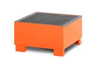 4251305418700 - R+R Industrietechnik RR Industrietechnik Auffangwanne aus Stahl für 1x 200 Liter Fass mit Gitterrost RAL 2004 reinorange