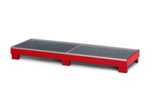 4251305418755 - R+R Industrietechnik RR Industrietechnik Auffangwanne aus Stahl für 4x 200 Liter Fass mit Gitterrost BxTxH 2400x800x240 mm RAL 3000 feuerrot 4251305418755 - R+R Industrietechnik RR Industrietechnik Auffangwanne aus Stahl für 4x 200 Liter Fass mit Gitterrost BxTxH 2400x800x240 mm RAL 3000 feuerrot