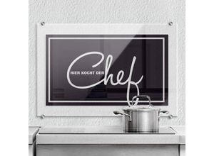 4251305609825 - K&l Wall Art - esg Glasbild Spritzschutz Küche Schriftzug Hier kocht der Chef Geschenk Chefkoch 60x40cm - schwarz