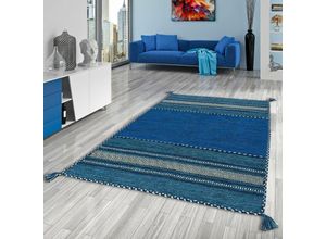 4251314603005 - Natur Teppich Kelim Navarro Blau - 70x140 cm