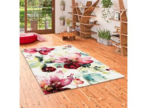 4251314609762 - - Designer Teppich Brilliant Rosa Blumen - 120x170 cm