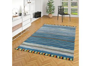 4251314622280 - - Natur Teppich Kelim Kalleen Blau - 70x140 cm