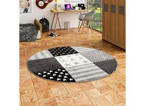 4251314627360 - - Kinder und Jugend Teppich Maui Grau Sterne Rund - 160 cm Rund