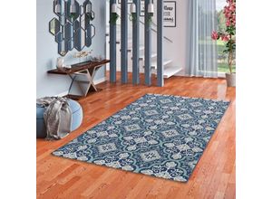 4251314634276 - - In- und Outdoor Teppich Flachgewebe Carpetto Fliesenoptik Blau - 120x170 cm